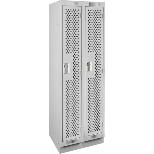 Clean Line Lockers, Bank of 2, 24" x 15" x 76", Steel, Grey, Rivet (Assembled), Perforated We Share Industrial Supply