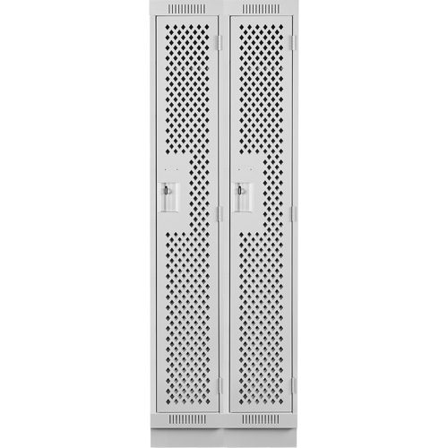 Clean Line Lockers, Bank of 2, 24" x 15" x 76", Steel, Grey, Rivet (Assembled), Perforated We Share Industrial Supply