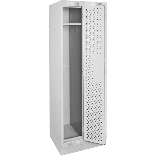 Clean Line Lockers, Bank of 2, 24" x 15" x 76", Steel, Grey, Rivet (Assembled), Perforated We Share Industrial Supply