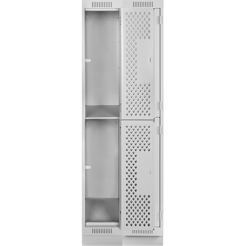 Casiers Clean Line, 2 niveaux, Bloc de 2, 24" x 12" x 76", Acier, Gris, Rivet (assembl&eacute;), Perfor&eacute; We Share Industrial Supply