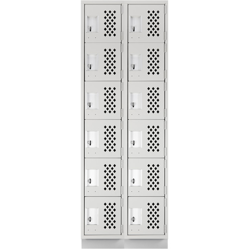 Clean-Line Perforated Lockerette, 6 -tier, Bank of 2, 12" x 72" x 12", Steel We Share Industrial Supply