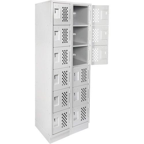 Clean-Line Perforated Lockerette, 6 -tier, Bank of 2, 12" x 72" x 12", Steel We Share Industrial Supply