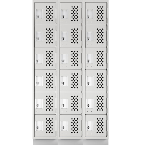 Petit casier perfor&eacute; Clean-Line, 6 niveaux, Bloc de 3, 12" x 72" x 12", Acier We Share Industrial Supply
