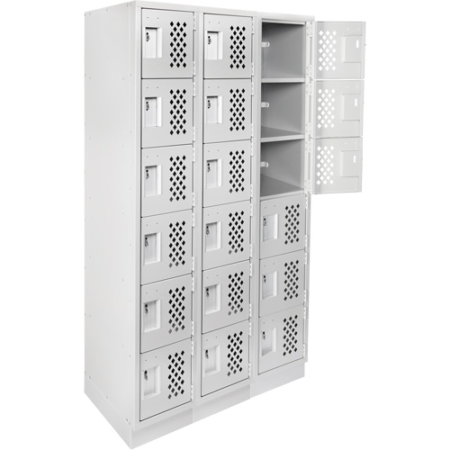 Petit casier perfor&eacute; Clean-Line, 6 niveaux, Bloc de 3, 12" x 72" x 12", Acier We Share Industrial Supply