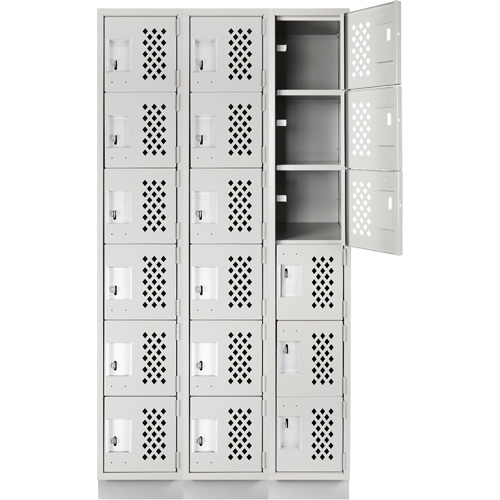 Petit casier perfor&eacute; Clean-Line, 6 niveaux, Bloc de 3, 12" x 72" x 12", Acier We Share Industrial Supply