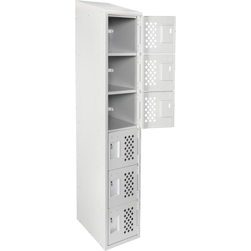 Assembled Lockerettes Clean Line Perforated Economy Lockers, 6 -tier, 18" x 72" x 12", Steel We Share Industrial Supply