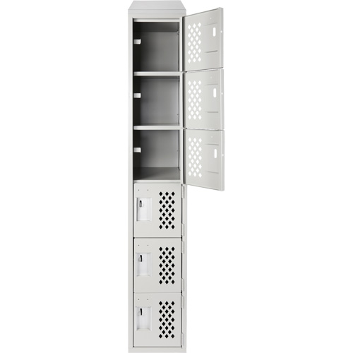 Assembled Lockerettes Clean Line Perforated Economy Lockers, 6 -tier, 18" x 72" x 12", Steel We Share Industrial Supply
