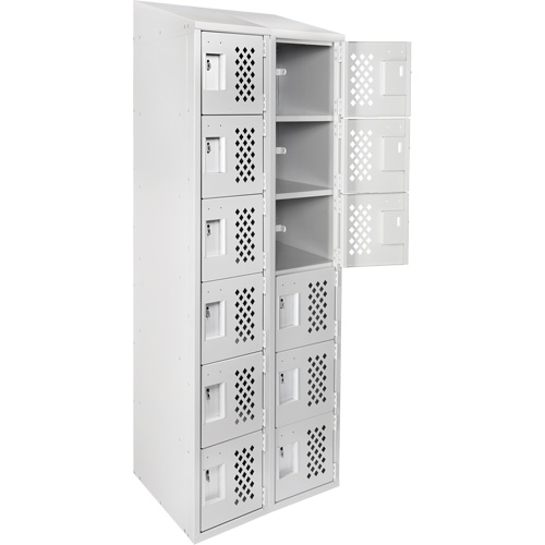 Assembled Lockerettes Clean Line Perforated Economy Lockers, 6 -tier, Bank of 2, 18" x 72" x 12", Steel We Share Industrial Supply