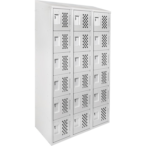 Assembled Lockerettes Clean Line Perforated Economy Lockers, 6 -tier, Bank of 3, 18" x 72" x 12", Steel We Share Industrial Supply