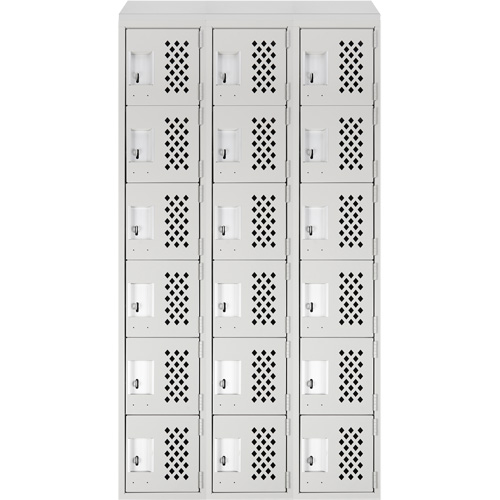 Assembled Lockerettes Clean Line Perforated Economy Lockers, 6 -tier, Bank of 3, 18" x 72" x 12", Steel We Share Industrial Supply