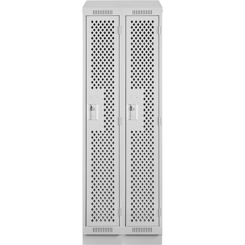 Clean Line Lockers, Bank of 2, 24" x 12" x 82", Steel, Grey, Rivet (Assembled), Perforated We Share Industrial Supply