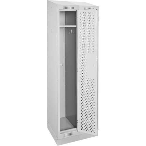 Clean Line Lockers, Bank of 2, 24" x 12" x 82", Steel, Grey, Rivet (Assembled), Perforated We Share Industrial Supply