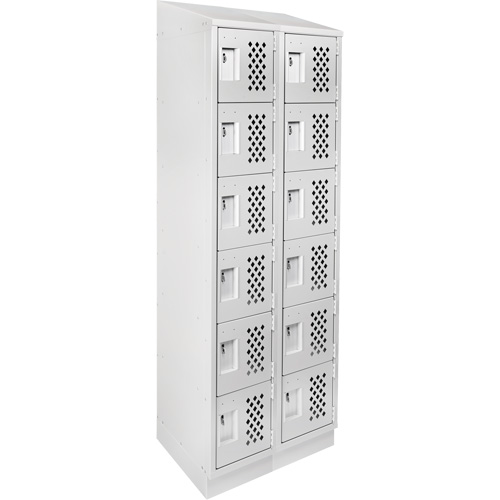 Assembled Lockerettes Clean Line Perforated Economy Lockers, 6 -tier, Bank of 2, 18" x 72" x 12", Steel We Share Industrial Supply