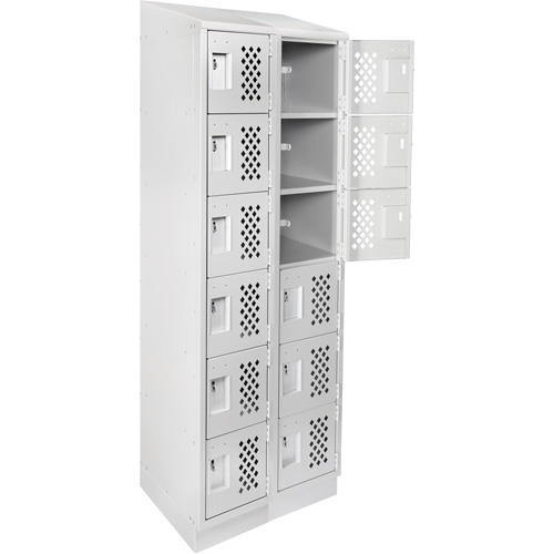 Assembled Lockerettes Clean Line Perforated Economy Lockers, 6 -tier, Bank of 2, 18" x 72" x 12", Steel We Share Industrial Supply