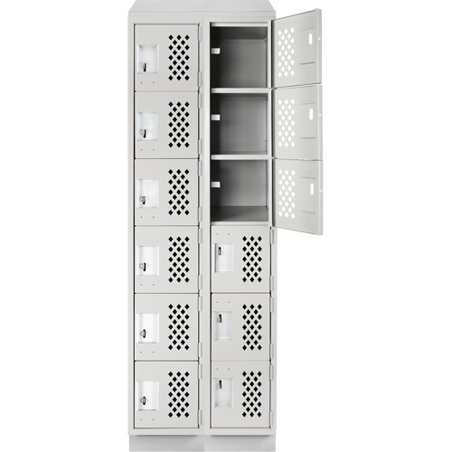 Assembled Lockerettes Clean Line Perforated Economy Lockers, 6 -tier, Bank of 2, 18" x 72" x 12", Steel We Share Industrial Supply