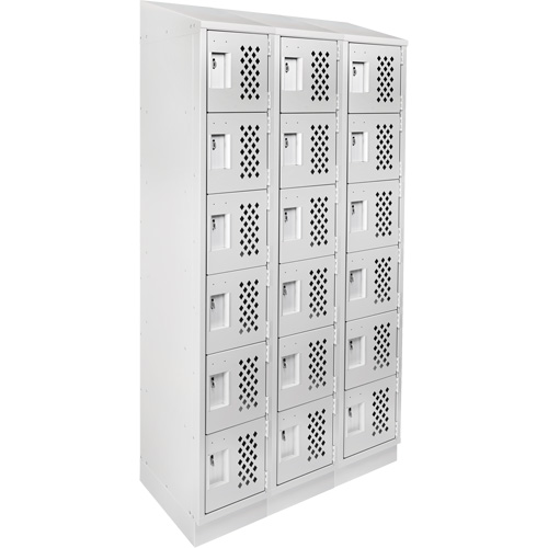 Assembled Lockerettes Clean Line Perforated Economy Lockers, 6 -tier, Bank of 3, 18" x 72" x 12", Steel We Share Industrial Supply