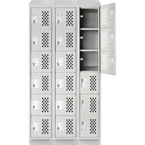 Assembled Lockerettes Clean Line Perforated Economy Lockers, 6 -tier, Bank of 3, 18" x 72" x 12", Steel We Share Industrial Supply