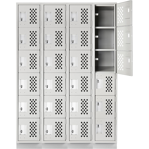 Casiers &eacute;conomiques perfor&eacute;s et assembl&eacute;s Clean Line, 6 niveaux, Bloc de 4, 18" x 72" x 12", Acier We Share Industrial Supply