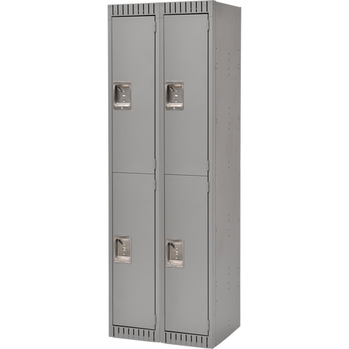 Lockers, 2 -tier, Bank of 2, 24" x 18" x 72", Steel, Grey, Knocked Down We Share Industrial Supply