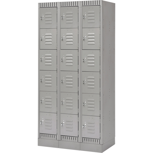 Casiers, 6 niveaux, Bloc de 3, 36" x 18" x 76", Acier, Gris, D&eacute;mont&eacute; We Share Industrial Supply