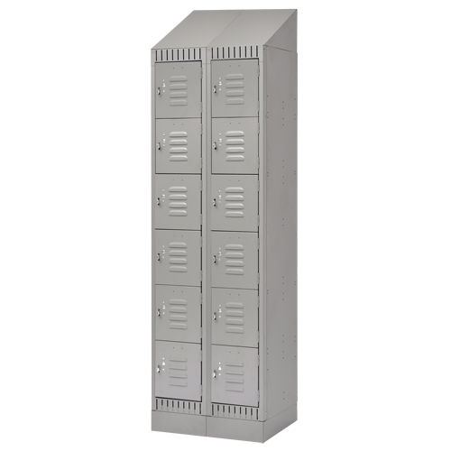 Lockers, 6 -tier, Bank of 2, 24" x 18" x 86", Steel, Grey, Knocked Down We Share Industrial Supply
