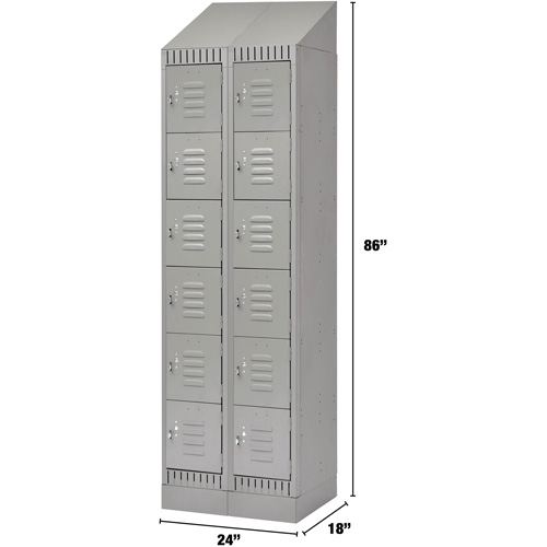 Lockers, 6 -tier, Bank of 2, 24" x 18" x 86", Steel, Grey, Knocked Down We Share Industrial Supply