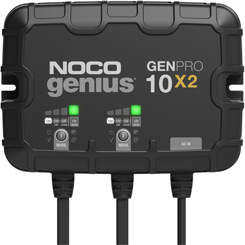 Chargeur de batterie embarqu&eacute; &agrave; 2 sorties de 20 amp&egrave;res GenPro10X2 Genius We Share Industrial Supply