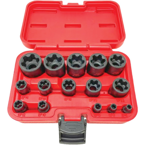 Jeu de douilles EP "Star" plus, 15 Morceaux, Prise de 1/2"/1/4"/3/8" We Share Industrial Supply