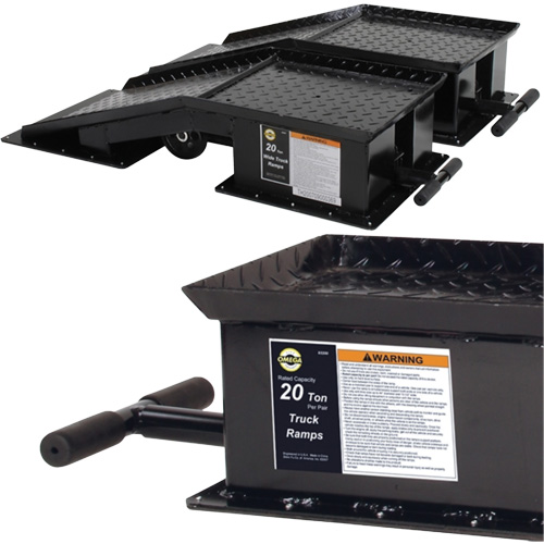 Heavy-Duty Truck Ramps with Long T-Handle, 40000 lbs. Capacity, 45" L, 13-1/2" W, 9-19/50" H We Share Industrial Supply