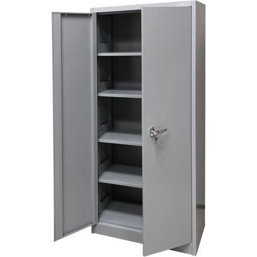 Armoire de rangement, Acier, 4 Tablettes, 66" h x 30" la x 15" P, Gris We Share Industrial Supply