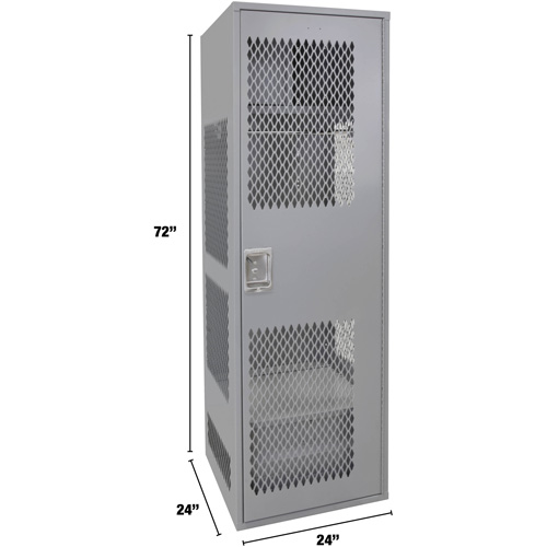 Gear Locker with Door, Steel, 24" W x 24" D x 72" H, Grey We Share Industrial Supply
