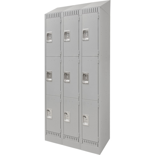 Lockers, 3 -tier, Bank of 3, 36" x 18" x 86", Steel, Grey, Knocked Down We Share Industrial Supply