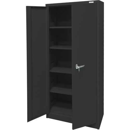 Armoire d'entreposage, Acier, 4 Tablettes, 66" h x 30" la x 15" P, Noir We Share Industrial Supply
