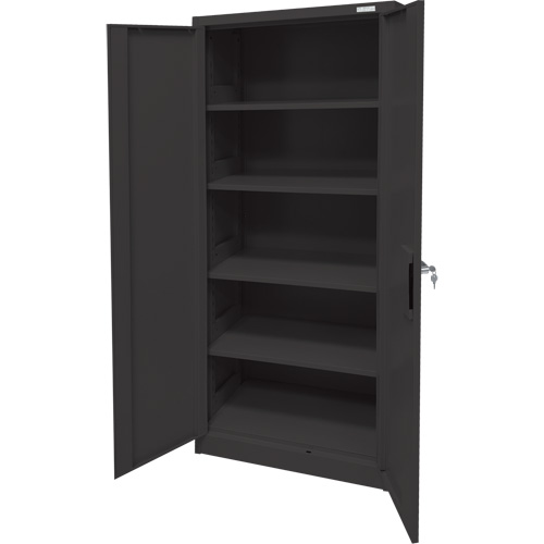 Armoire d'entreposage, Acier, 4 Tablettes, 66" h x 30" la x 15" P, Noir We Share Industrial Supply