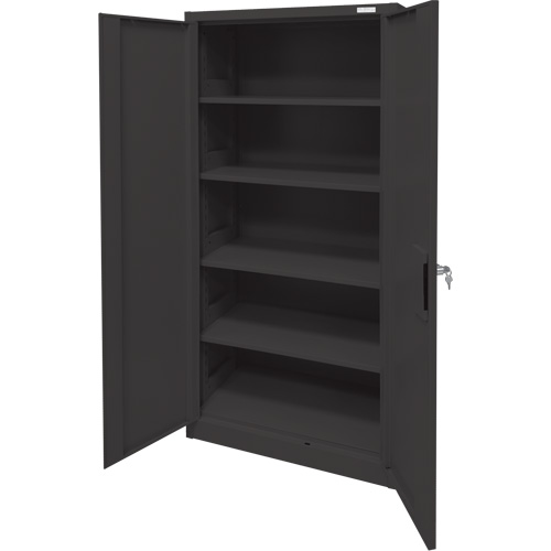Storage Cabinet, Steel, 4 Shelves, 78" H x 36" W x 24" D, Black We Share Industrial Supply