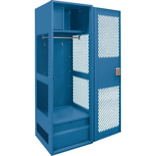 Gear Locker with Door, Steel, 24" W x 18" D x 72" H, Dark Blue We Share Industrial Supply