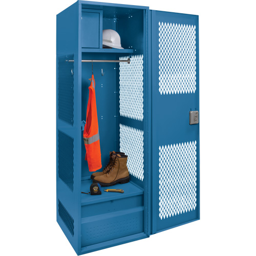 Gear Locker with Door, Steel, 24" W x 18" D x 72" H, Dark Blue We Share Industrial Supply