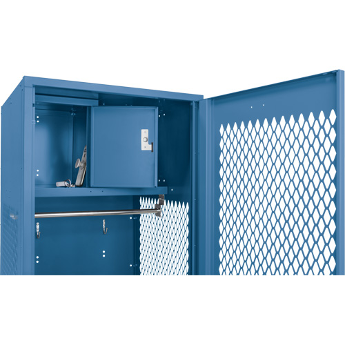 Gear Locker with Door, Steel, 24" W x 18" D x 72" H, Dark Blue We Share Industrial Supply