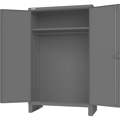 Cabinet with Hanging Bar & Standard Recessed Doors, Steel, 78" H x 48" W x 24" D, Grey We Share Industrial Supply