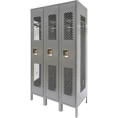 Casiers ventil&eacute;s, Bloc de 3, 36" x 18" x 78", Acier, Gris, D&eacute;mont&eacute;, Perfor&eacute; We Share Industrial Supply