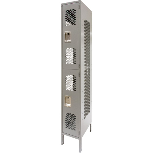 Vented Lockers, 2 -tier, 12" x 18" x 78", Steel, Grey, Knocked Down, Perforated We Share Industrial Supply