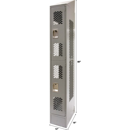 Casiers ventil&eacute;s, 2 niveaux, 12" x 18" x 88", Acier, Gris, D&eacute;mont&eacute;, Perfor&eacute; We Share Industrial Supply