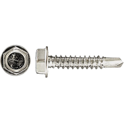 Drill-X Self-Drilling Hex Washer, #14 x 1" L, Zinc Plated We Share Industrial Supply