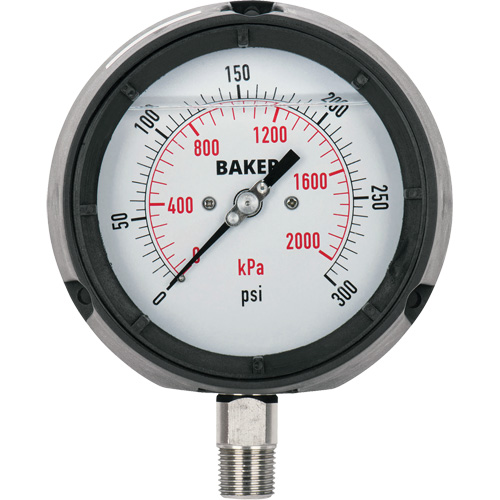 Manom&egrave;tre,  4-1/2", 30"-0-15 psi, Fixation inf&eacute;rieure, Analogique rempli de liquide We Share Industrial Supply