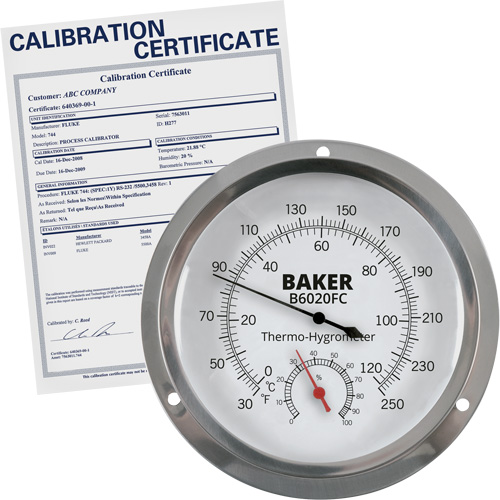 Thermo-hygrom&egrave;tre &agrave; cadran avec certificat ISO, 0,0% - 100% RH, 30 - 250°F (0 - 120°C) We Share Industrial Supply