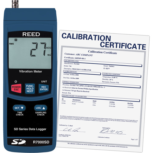 Vibrom&egrave;tre &agrave; enregistrement de donn&eacute;es avec certificat de calibration, 10% - 85% HR, 32°- 122° F ( 0° - 50° C ) We Share Industrial Supply