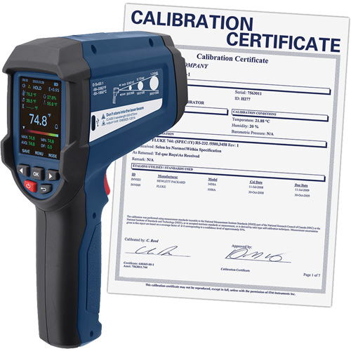 Professional Infrared Thermometer with Integrated Type K Thermocouple & Calibration Certificate, -58 - 3362°F (-50 - 1850°C), 55:1, Adjustable Emmissivity We Share Industrial Supply
