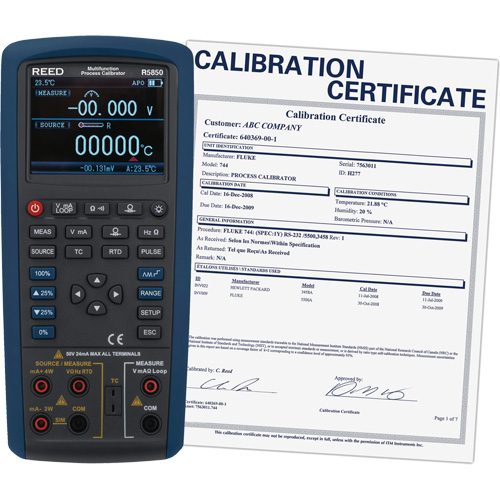 &eacute;talonneur de processus multifonctions avec certification de calibration, Sans enregistrement des donn&eacute;es, Portatif, 5 proc&eacute;d&eacute;s We Share Industrial Supply