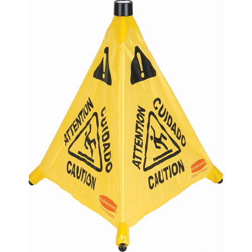 Pop-Up Safety Cone, Trilingual With Pictogram We Share Industrial Supply