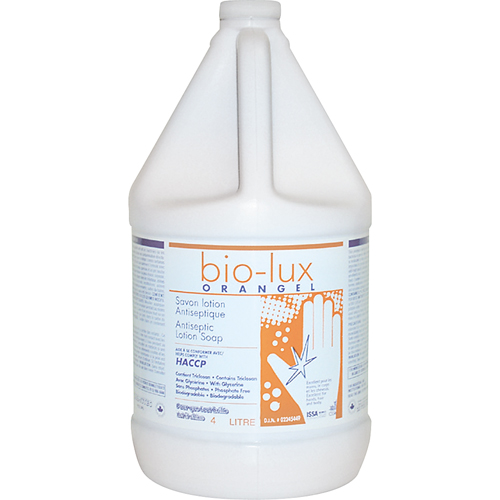 Savon liquide antimicrobien Orangel Bio-Lux , Liquide, 4 L, Parfum&eacute; We Share Industrial Supply